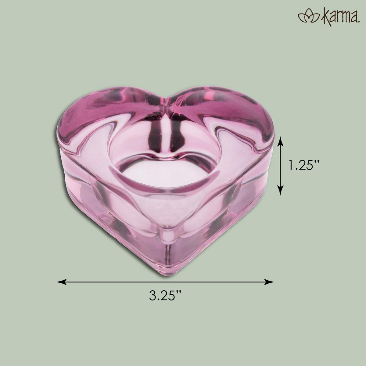 Karma, Glass Heart Tealight Holder, Chunky Glass Candle Holder Votive for Home and Party Decor, Wedding Table Centerpiece, Red