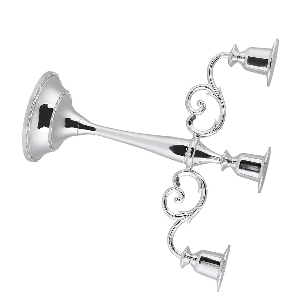 Sonew Premium 3 Arms Metal Candle Holder European Candelabra for Weddings & Home Decor (Silver)