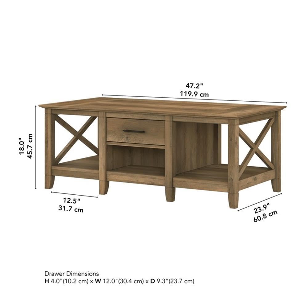 Bush Home Key West Coffee Table with Storage in Reclaimed Pine