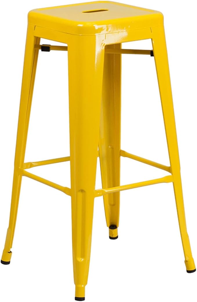 Flash Furniture Commercial Grade 30" High Backless Yellow Metal Indoor-Outdoor