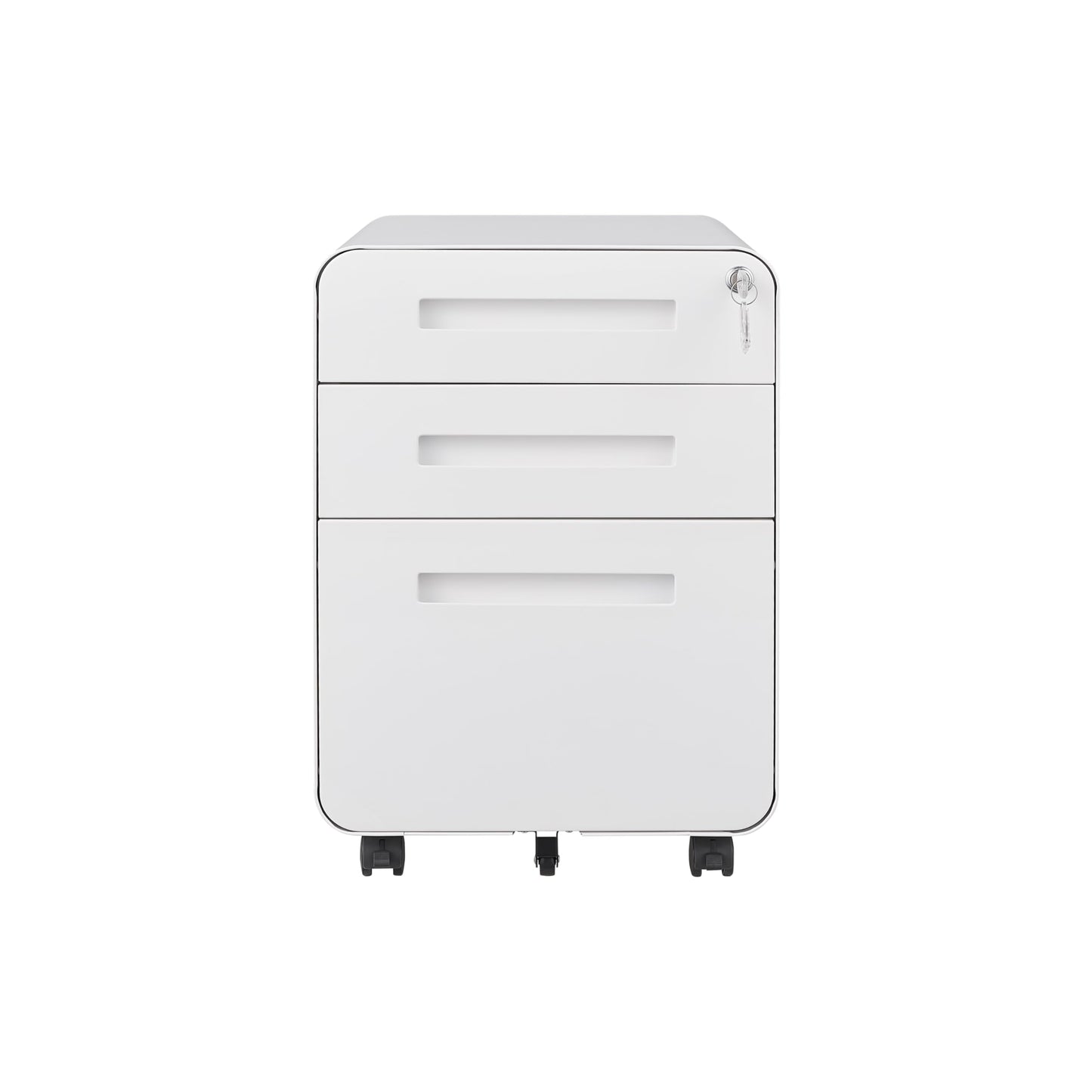 GarveeHome 3 Drawer Mobile File Cabinet with Lock, Under Desk Metal Filing Cabinet for Home Office, Under Desk Storage with 5 Wheels for A4/Letter/Legal Size, Fully Assembled