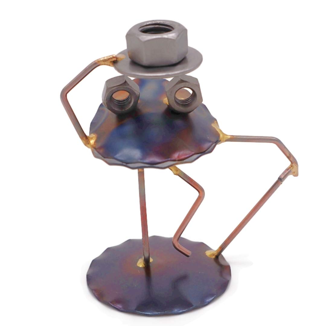 Singing Frog Collectible Handmade Metal Art Figurine, Desk Accessories, Trophy, Boss Gift, Home Office Décor