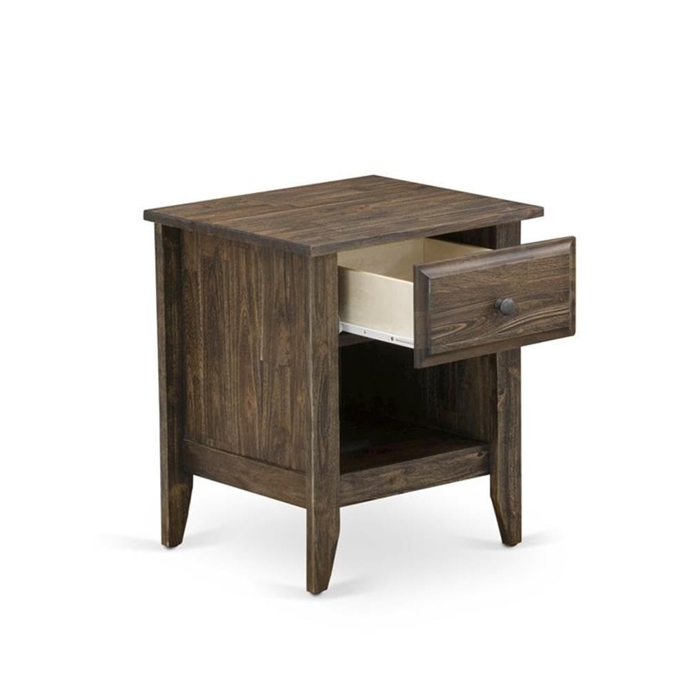 East West Furniture GA-07-ET Gallatin Modern End Table - Rectangle Nightstand with a Drawer for Bedroom, 18x21 Inch Inch, Distressed Jacobean