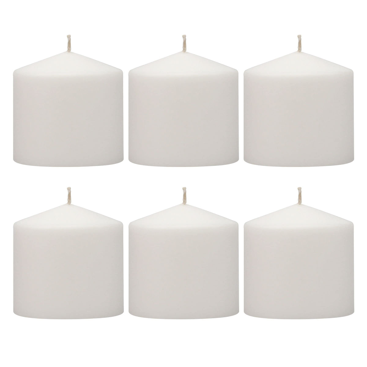 Stonebriar Bulk 48 Pack Unscented Smokeless Long Clear Cup Tea Light Candles with 8 Hour Extended Bu & 80 Hour Long Burning Unscented Pillar Candles, 3x3, White, Pack of 6