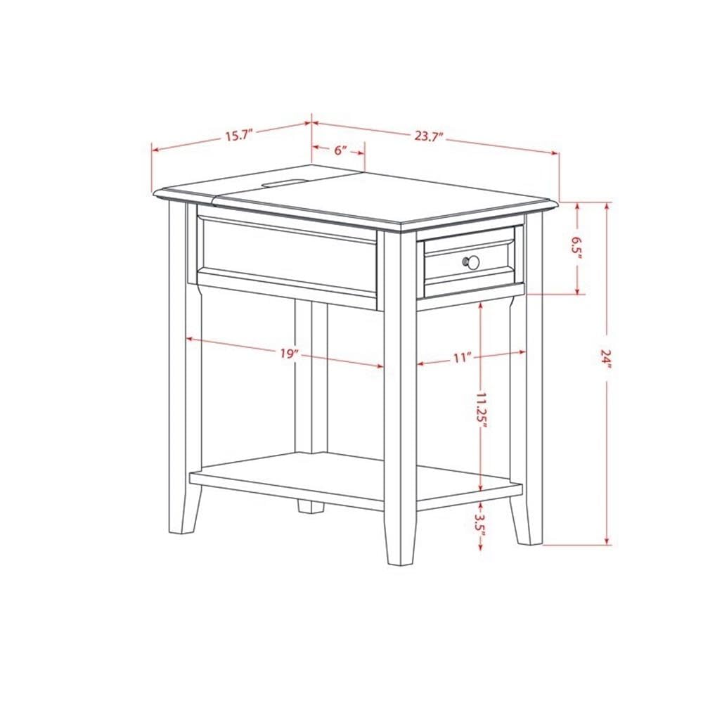 East West Furniture DE-14-ET Denison Modern End Table - Rectangle Nightstand with a Drawer for Bedroom, 24x19 Inch, Urban Gray