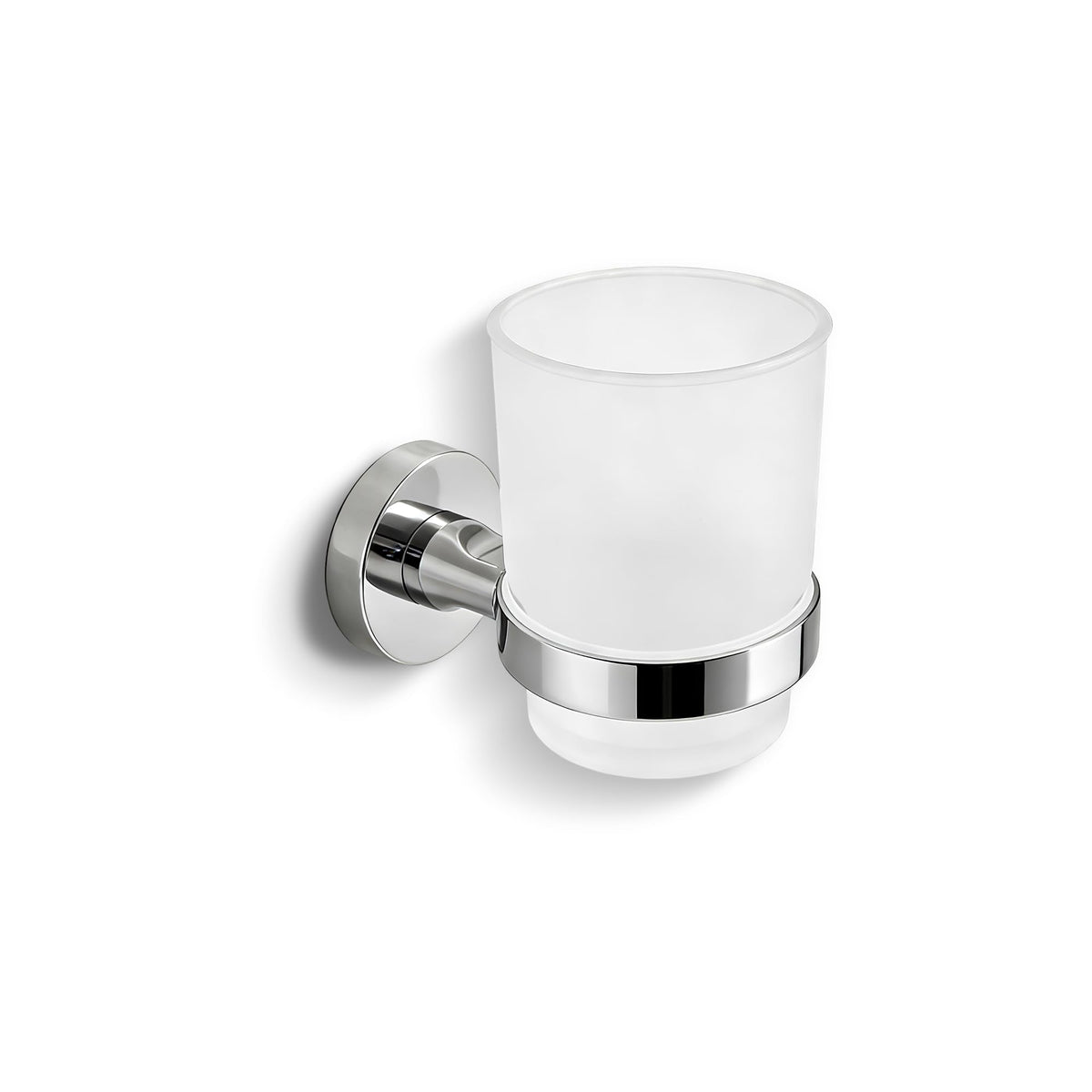 Toothbrush Holder Wall Mounted with Satined Cup with Chrome-Plated Holder,Metal Stainless Steel