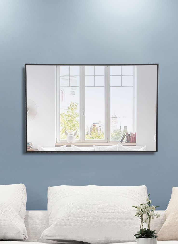 Elegant Decor Monet 42" x 28" Rectangle Metal Frame Mirror in Silver