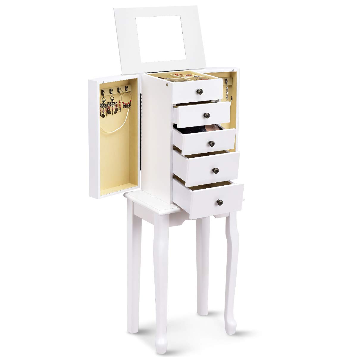 Giantex Jewelry Cabinet Armoire Box Storage Chest Necklace Stand Organizer