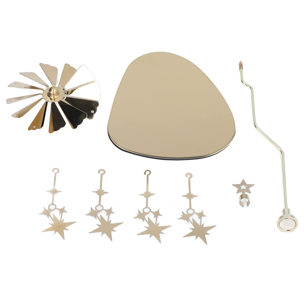 Candle Holder Round Triangle, Metal Wind Candlestick Carousel Candle Tea Light Holder for Home Decoration for Mom Women Wife (Gold Star (No Candle Cup))