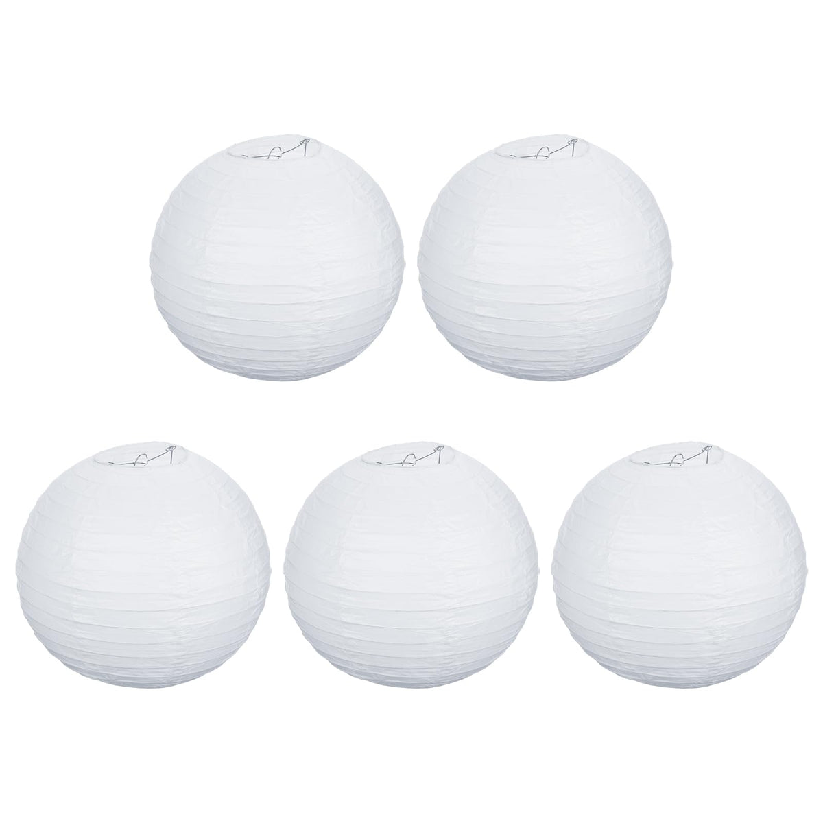 PATIKIL 12" Paper Lanterns, 5 Pcs Round Hanging Chinese/Japanese Lantern Decoration for Home Birthday Party Wedding Christmas Classroom Decor, White