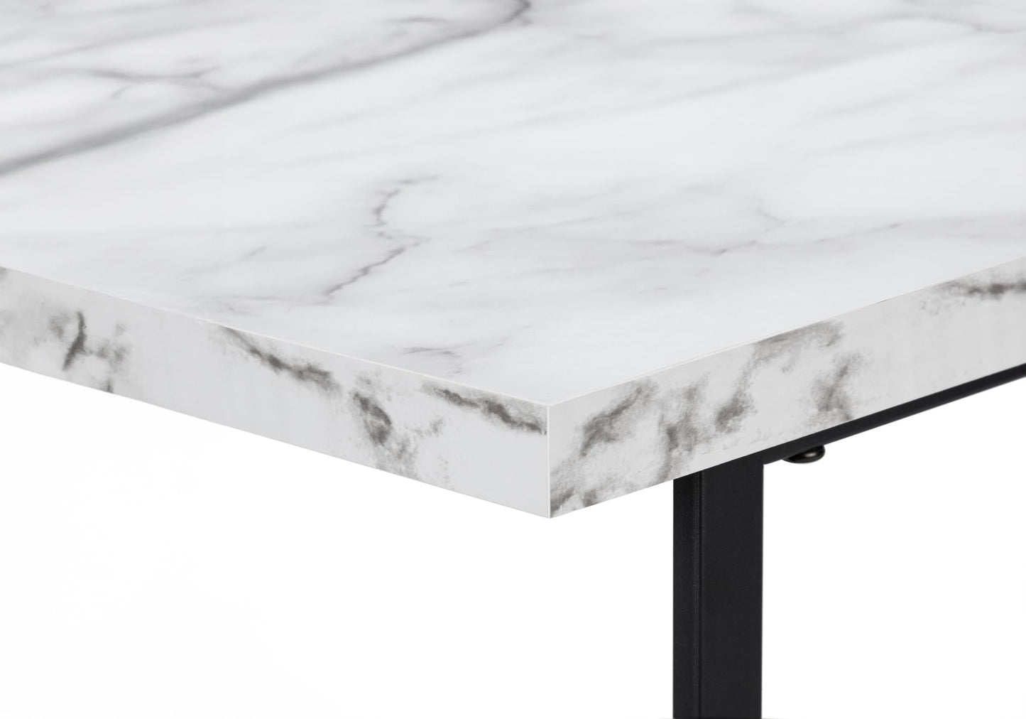 Monarch Specialties I 7527 Computer Desk, Home Office, Laptop, Storage Shelves, 48" L, Work, Metal, Laminate, White Marble Look, Black, Contemporary, Modern