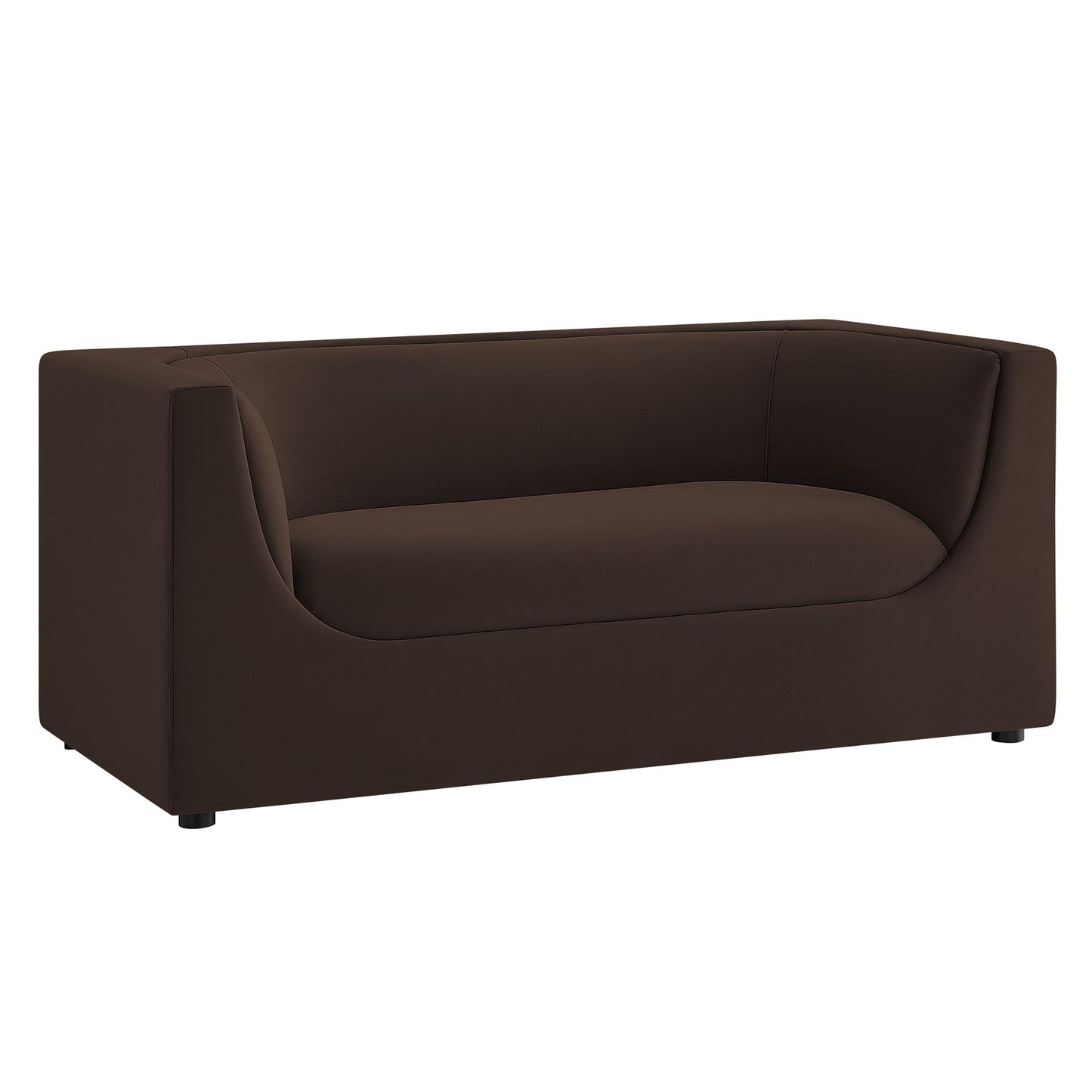 Modway Hilda 67 Inch Modern Curved Back Performance Velvet Loveseat in Chocolate Brown – Plush Upholstered 2-Seat Sofa for Living Room, Apartment, Office
