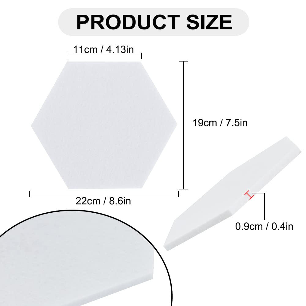Vuzvuv 6 Pcs Hexagon Bulletin Board with 50 Pushpins & Sticky Note Adhesive Cork Board for Wall，Felt Pin Board for School，Office Decor（Black White Grey）