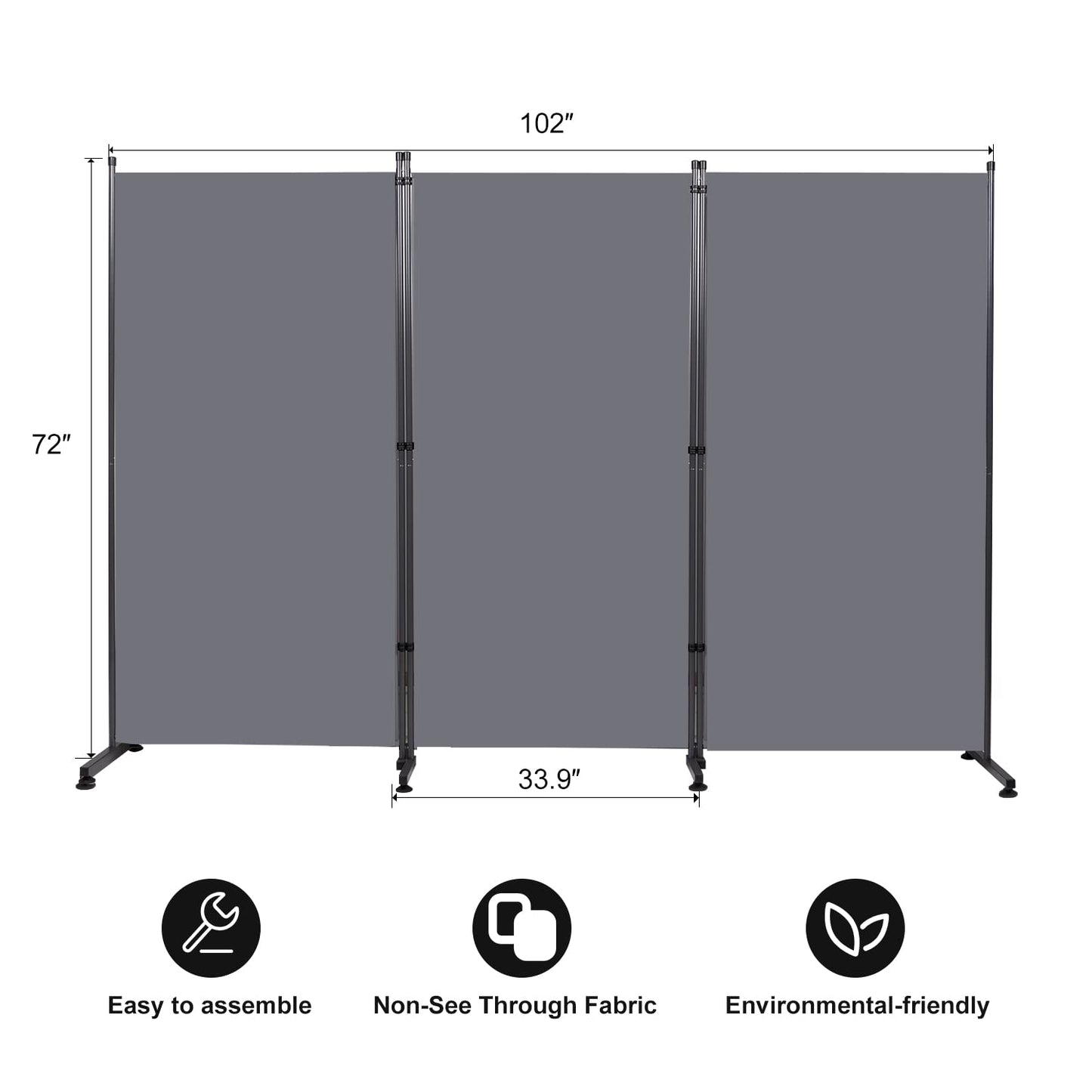 Room Divider 6FT Folding Privacy Screens, 3 Panel Partition Room Dividers w/Freestanding Design, Portable Wall Divider for Room Separtation, Fabric Screen Panel for Home Office Bedroom Dorm