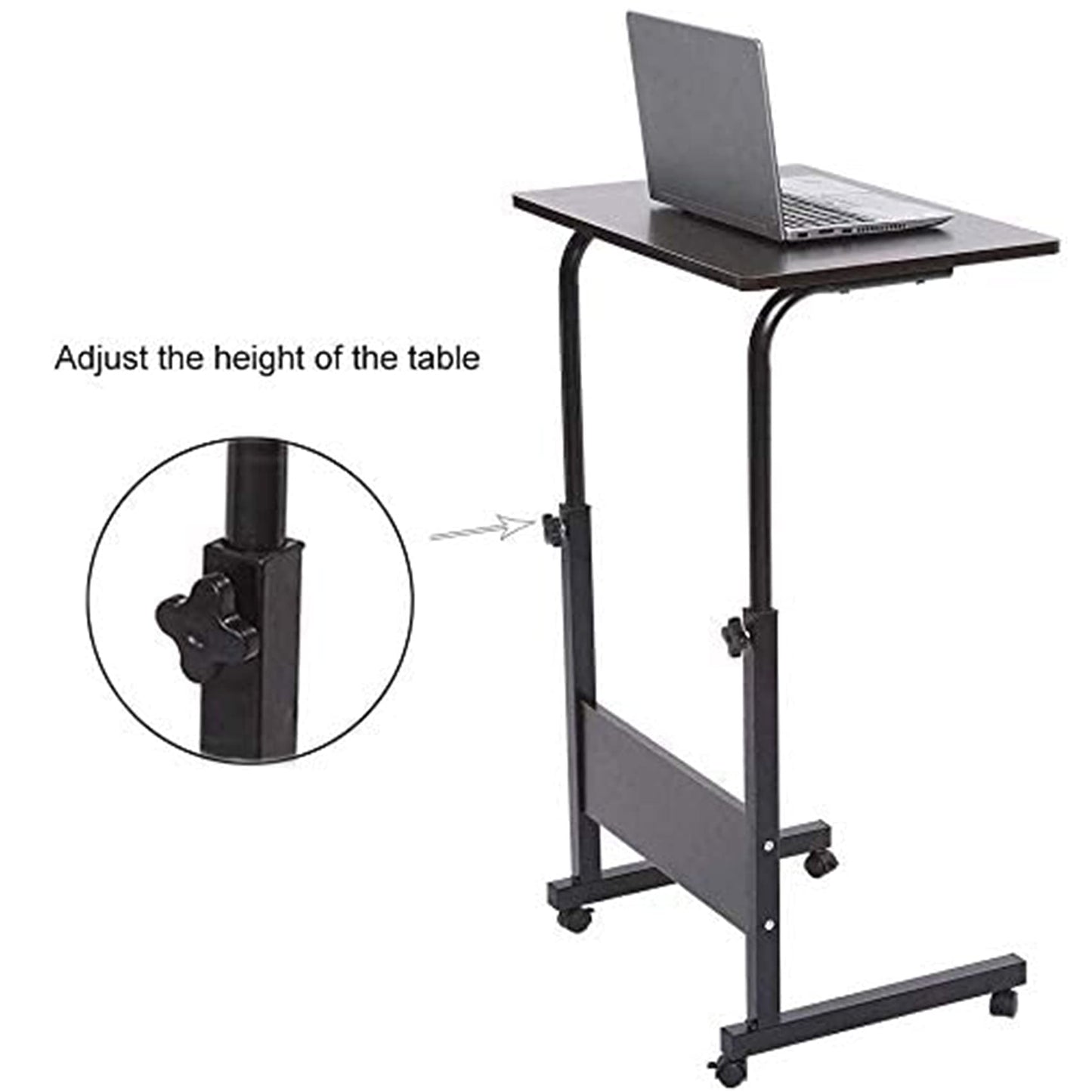 SANGFOR Standing Desk Adjustable Laptop Desk with Tablet iPad Slot Portable Desk for Laptop with Wheels Mobile Workstation Stand up Desks for Home Office (Black)