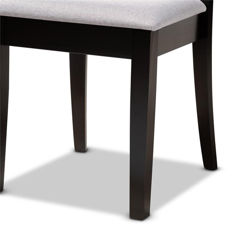 Baxton Studio Minette Modern and Contemporary Gray Fabric Upholstered and Espresso Brown Finished Wood 2-Piece Dining Chair Set