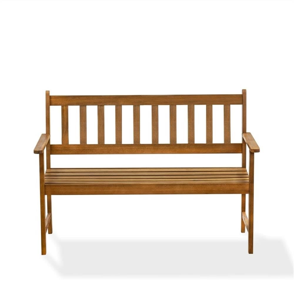 East West Furniture BBTB0NA Belmont Wooden Patio Bench with Backrest - Acacia Wood, 48x22x33 Inch, Natural Oil