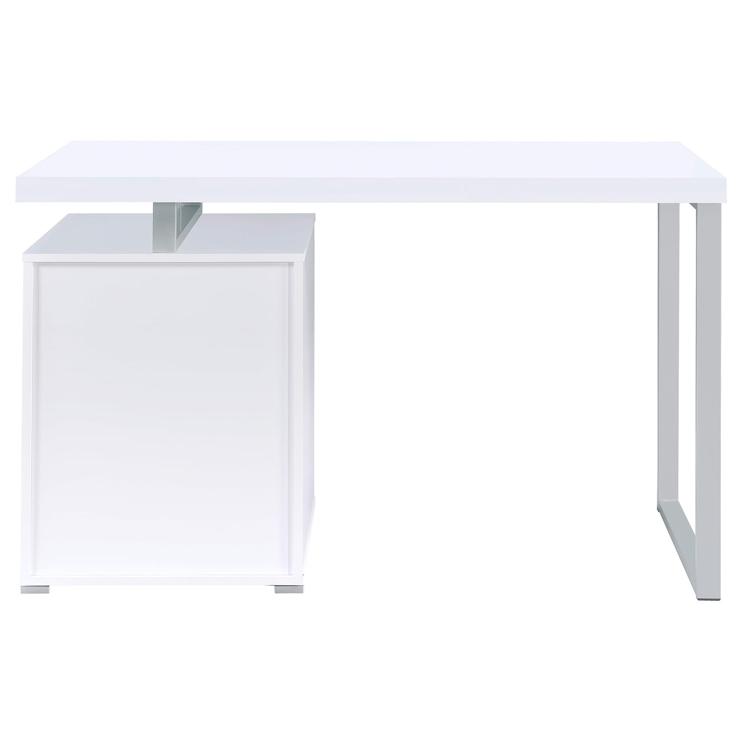 Coaster Home Furnishings Brennan Modern Contemporary Home Office 3-Drawer Writing Desk with Drawers Computer Desk Study Table File Cabinet Storage Silver Metal Frame White 800325