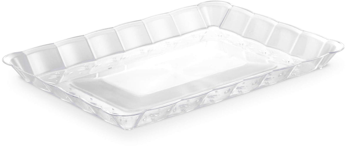 Plasticpro Plastic Serving Trays - Serving Platters Rectangle 9X13 Disposable Party Dish Includes 4 Trays