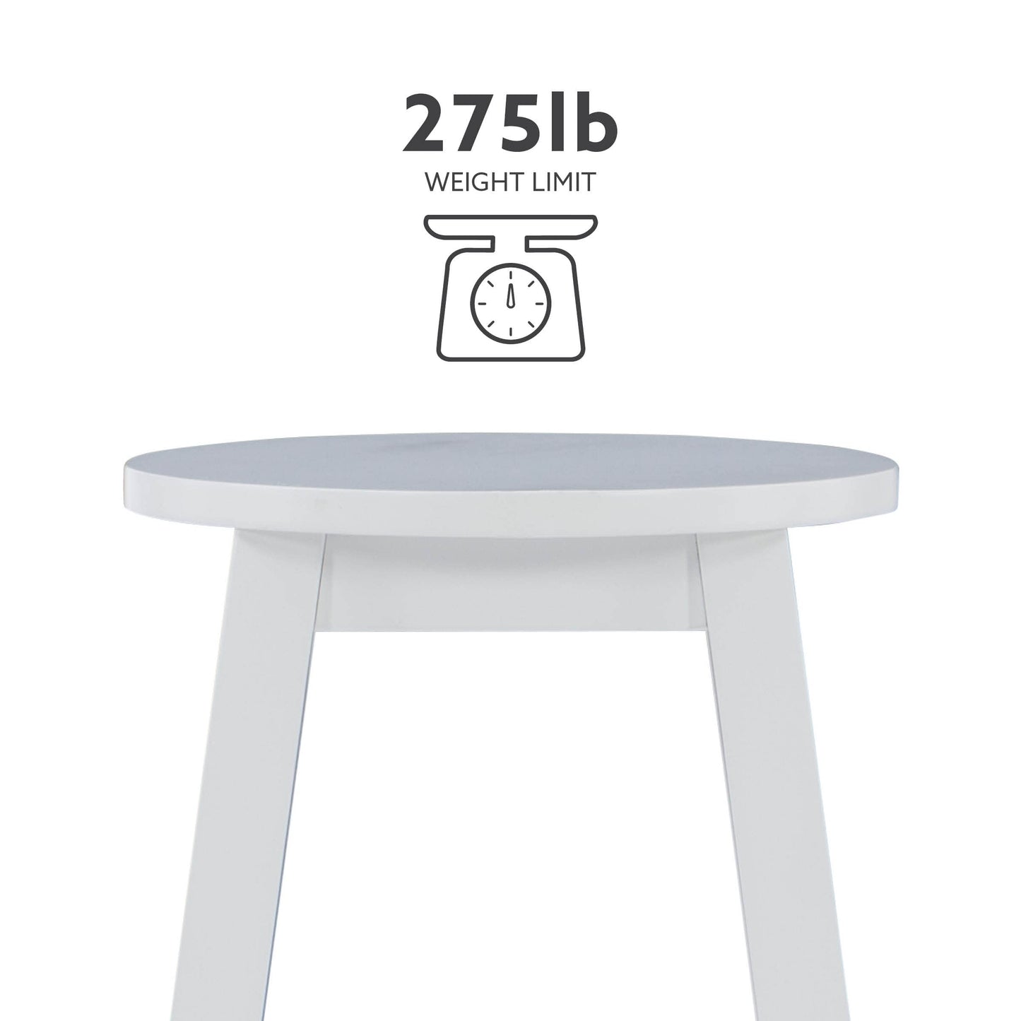Linon Zeke White 24" Counter Stool with Round Seat