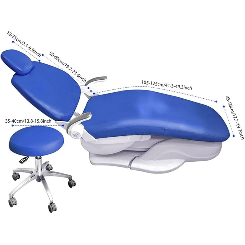 4Pcs/Set Dental Chair Covers, Dental PU Leather Unit, Waterproof PU Leather Protective Dental Full Chair Covers Elastic Stylish Dental Chair Seat Cover, Headrest Backrest Protector, Denti(Color:Grey)