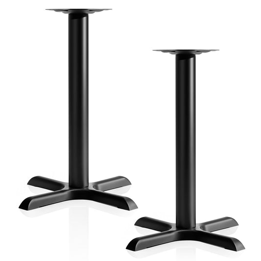 Leinuosen 2 Pack Heavy Duty Restaurant Table Base, 22" x 22" Cast Iron X-Base with 3" Dia. Dining Height Column, 28" Tall Pedestal Table Legs, 500 Lbs Capacity, for Restaurant Cafe Dining Tables
