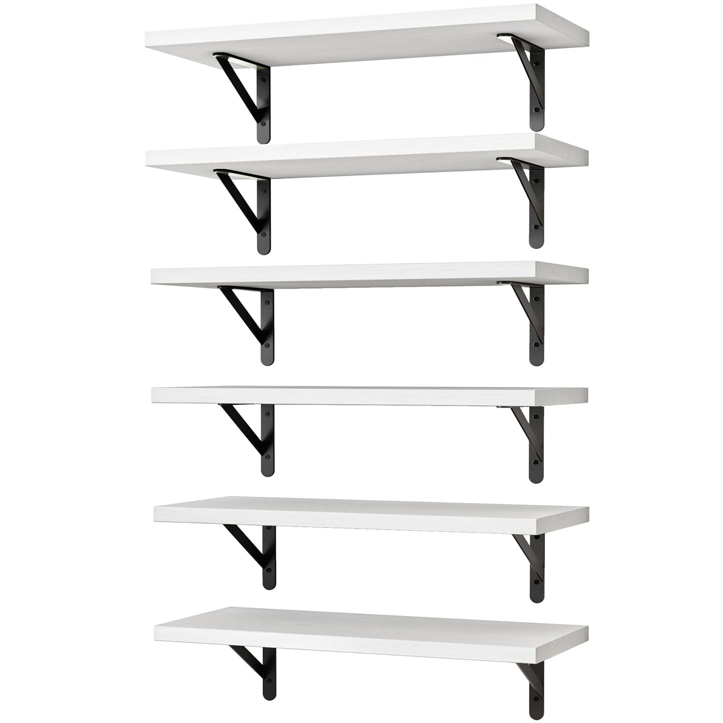 YGEOMER 16.5 Inch Floating Shelves for Wall, Farmhouse Wall Shelves for Bedroom, Bathroom Storage, Living Room and Kitchen Decor (Set of 6 White)