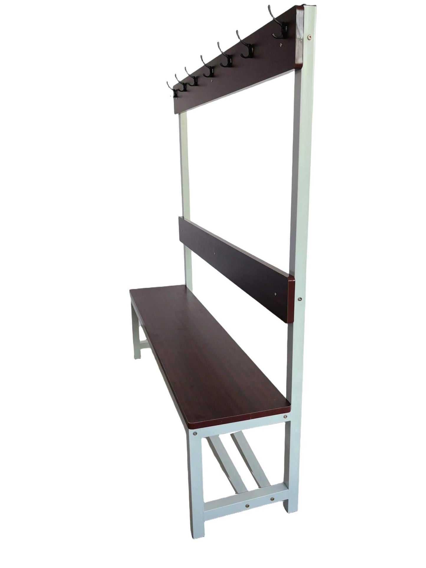 with Shoe Rack Style Changing Room Bench with Hooks, Single - Sided/Double - Sided, Ideal for Hotel, Gym Locker Room,105x37x180cm