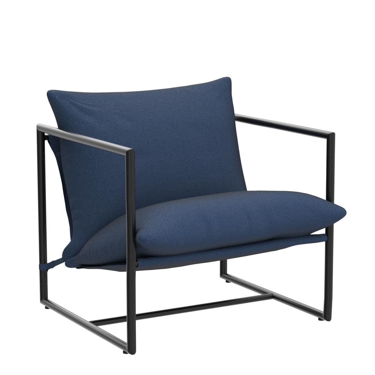 Zinus Aidan Sling Accent Chair, Metal Framed Armchair with Shredded Foam Cushioning, Navy