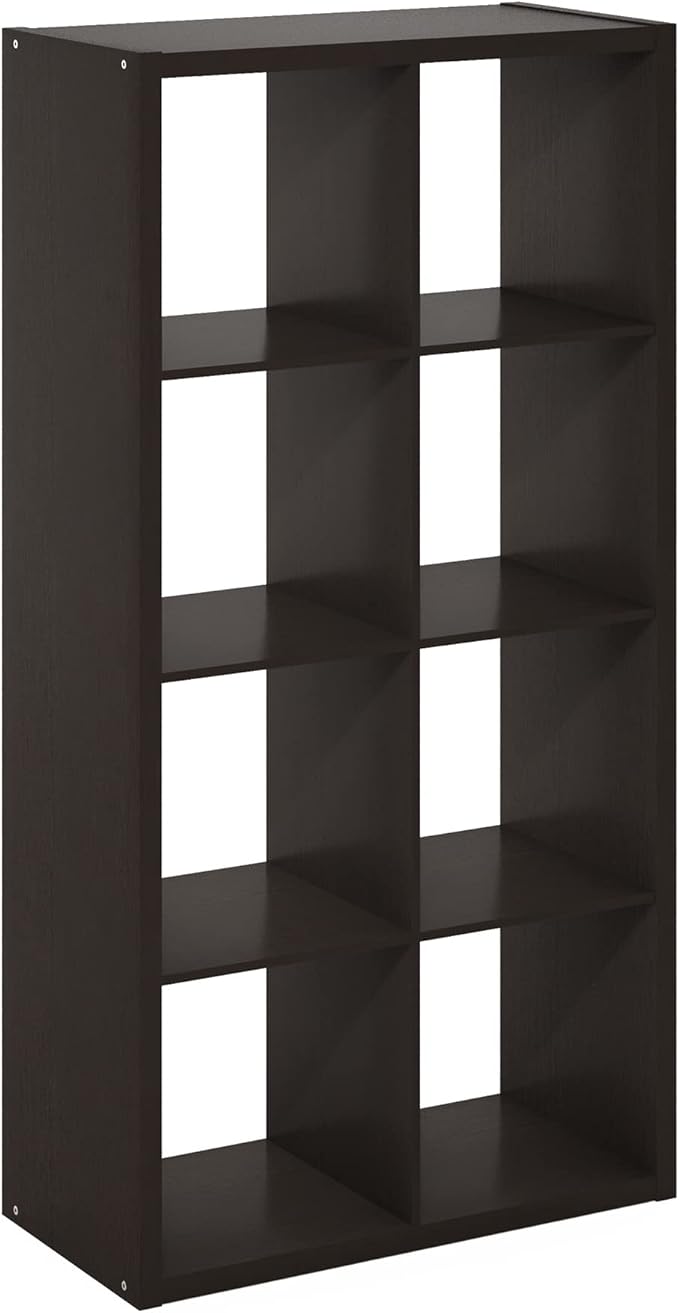 Furinno CUBICLE Book Shelf, 8-Cube Bookshelf, Extra Thick Frame Horizontally &