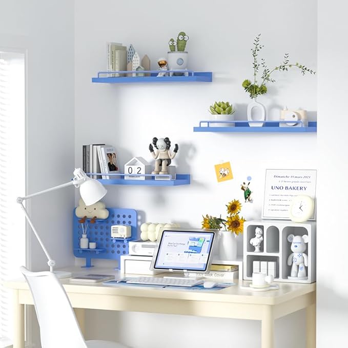 RYOFOBETTO Blue Floating Shelves, Room Decor Shelves, Picture Frames