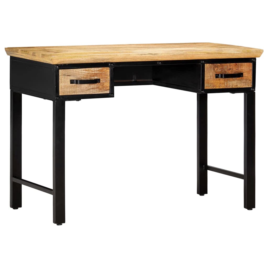 UYTENBMF Solid Mango Wood Writing Desk with 2 Drawers, 43.3"x19.6"x29.9" Home Office Computer Table, Study Desk for Small Items Storage