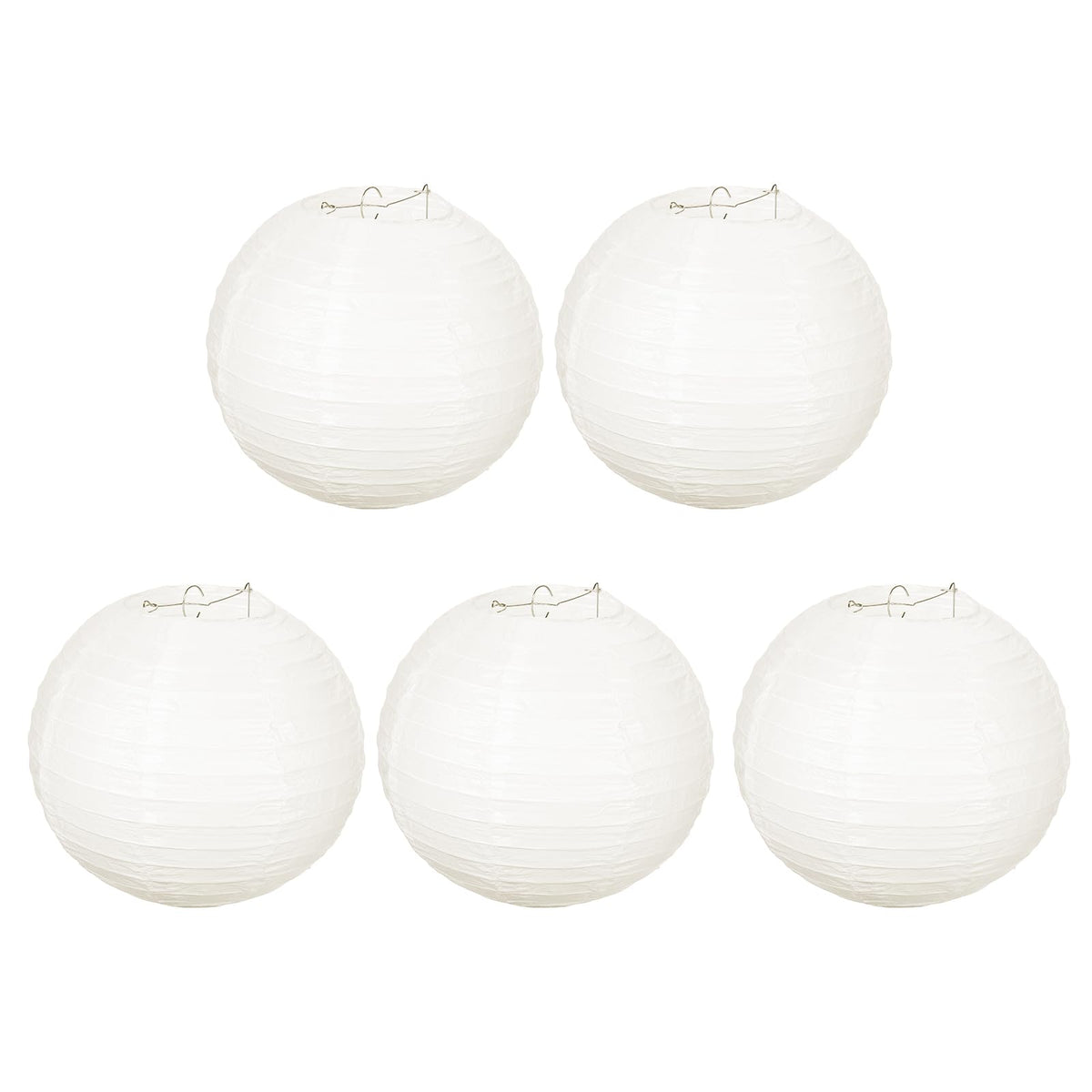 PATIKIL 10" Paper Lanterns, 5 Pcs Round Hanging Chinese/Japanese Lantern Decoration for Home Birthday Party Wedding Christmas Classroom Decor, Cream