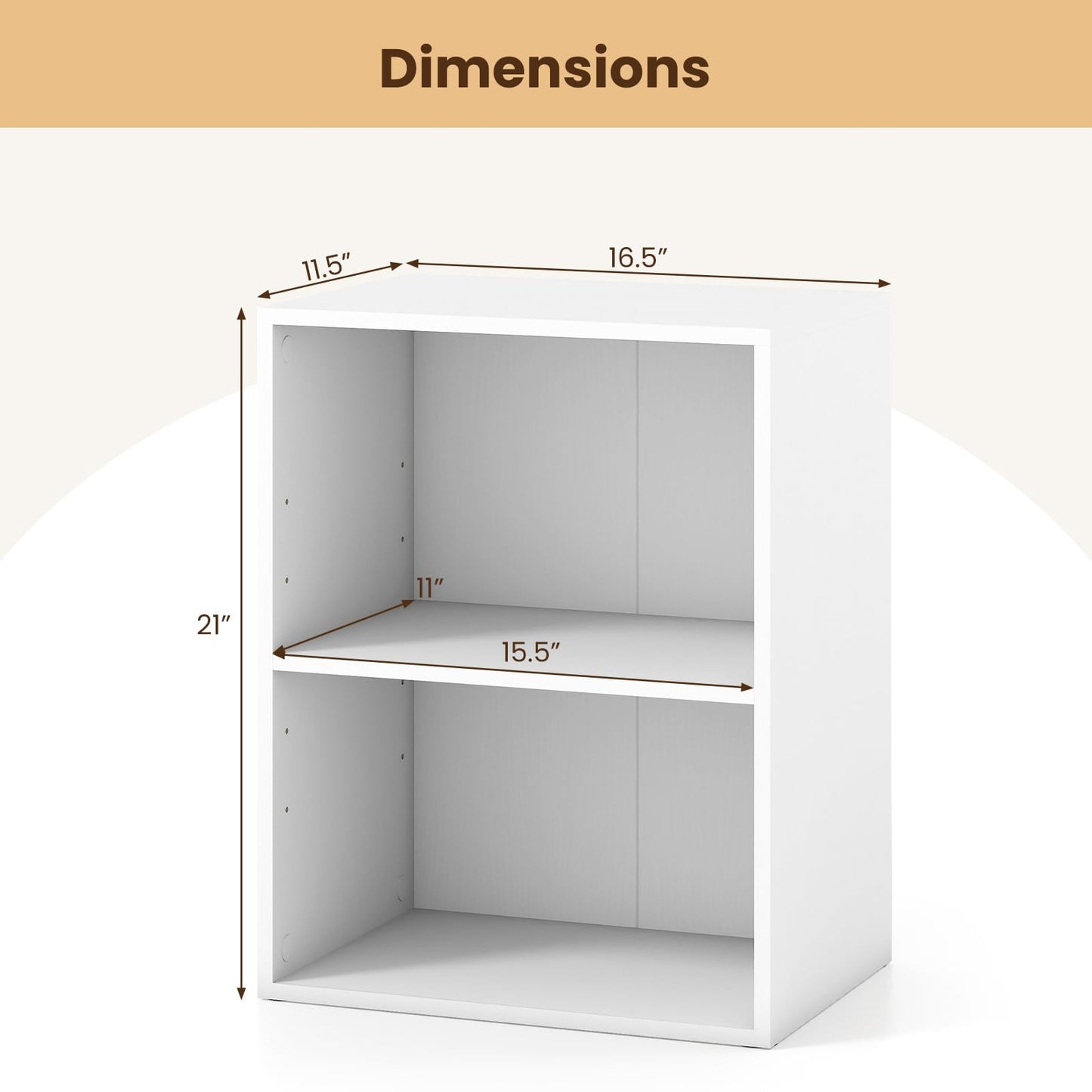Giantex 2-Cube Bookshelf and Bookcase, 2-Layer Storage Shelf w/Large-Capacity Open Storage Space for Living Room Bedroom Study Office, Multi-Functional Furniture Display Cabinet, White
