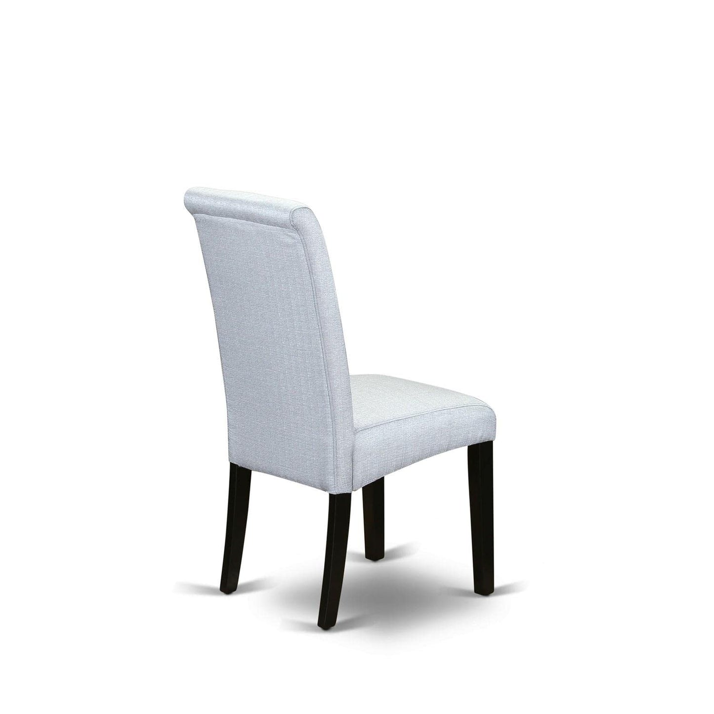 East West Furniture BAP1T05 Barry Parsons Dining Chairs - Grey Linen Fabric Padded Chairs, Set of 2, Black