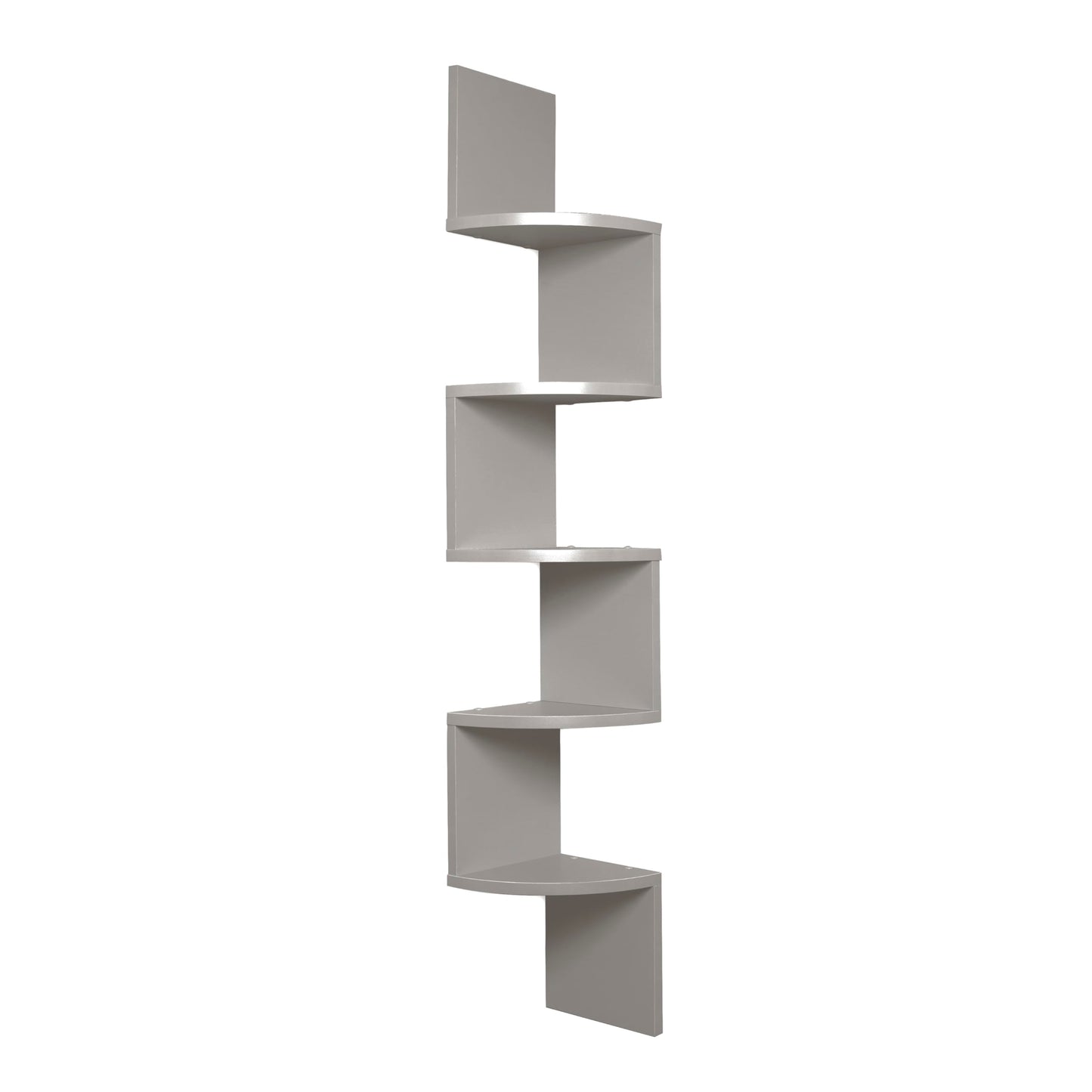 Danya B. XF11035GR Large Decorative 5-Tier Corner Floating Wall Mount Display Shelving Unit - Grey