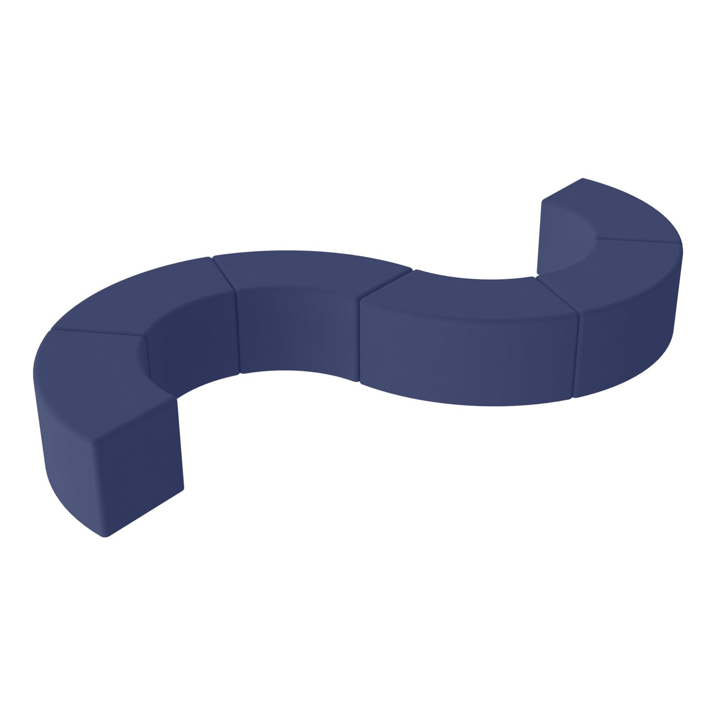 FDP Pro Series Upholstered Configurable S-Curve Accent Ottoman Seating Set (18" H) Collaborative Commercial Furniture for Hotel Lobby, Office, Restaurant, Waiting Room (6-Pack) - Navy