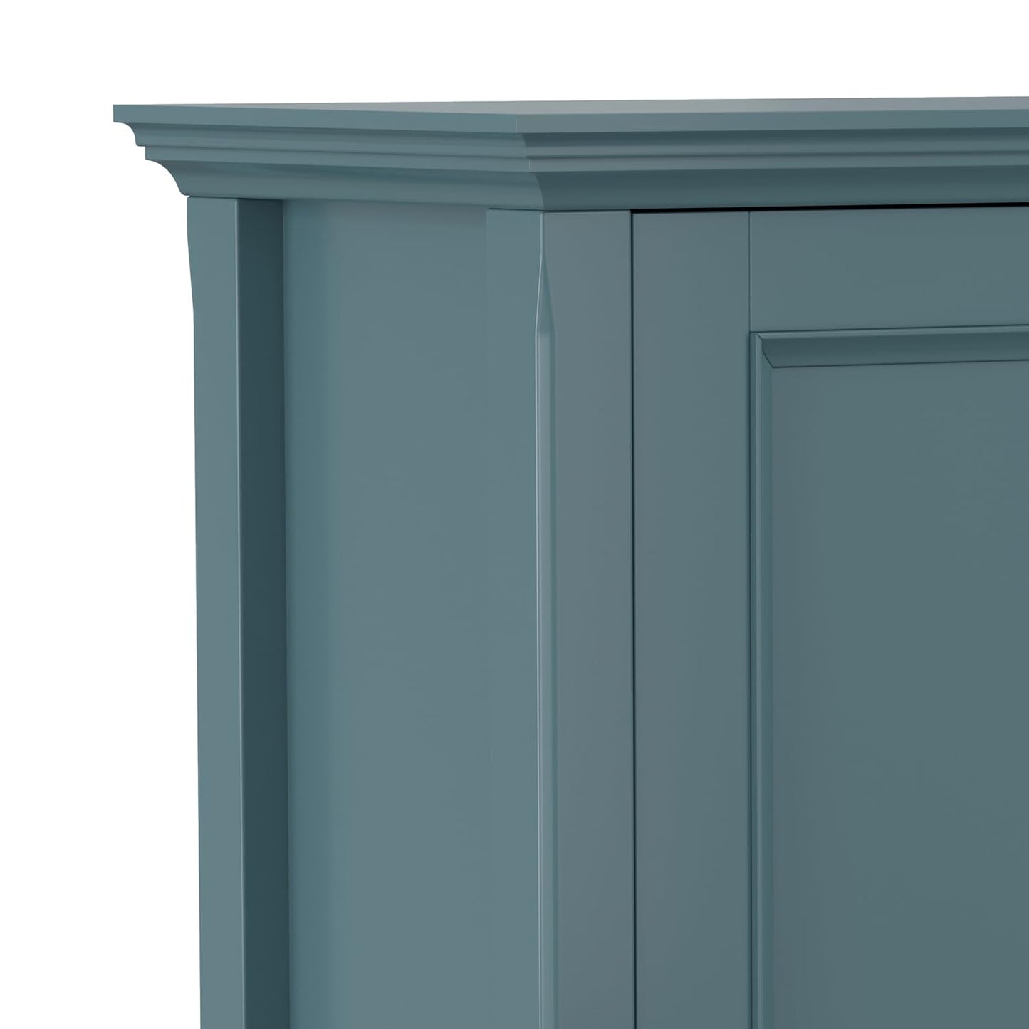 SIMPLIHOME Amherst Low Storage Cabinet - 32 inch Wide Solid Wood 2-Door Accent Cabinet in French Blue, Transitional Living Room or Entryway Storage with Adjustable Shelves and Rectangular Base