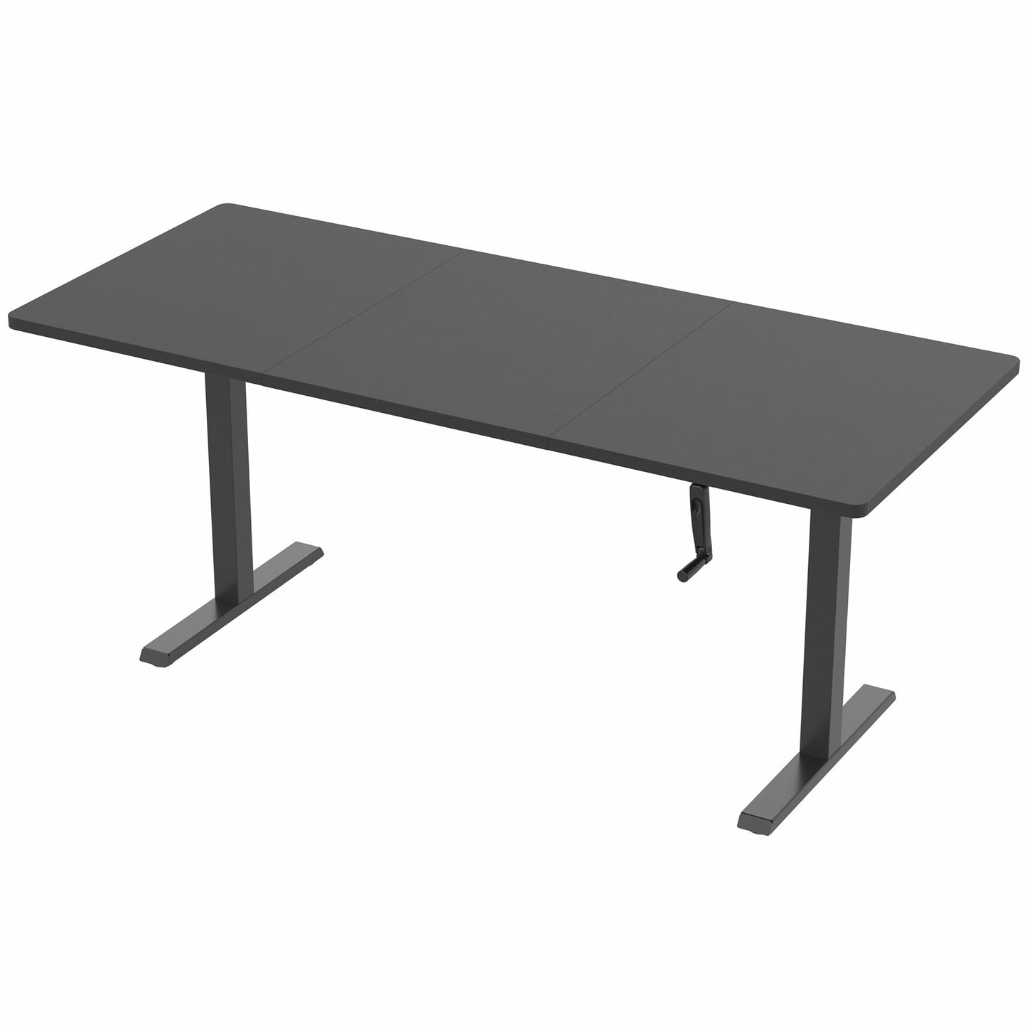 VIVO Manual Height Adjustable 71 x 30 inch Stand Up Desk, Black Table Top, Black Frame, Standing Workstation with Foldable Handle, DESK-KIT-MB7B