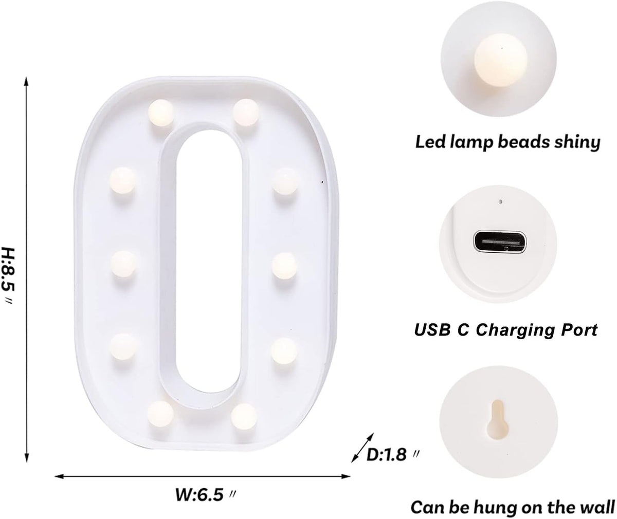 Foaky Rechargeable LED Letter Lights Sign Marquee Light Up Letters Sign for Night Light Wedding/Birthday Party Christmas Lamp Home Bar Decoration (O)
