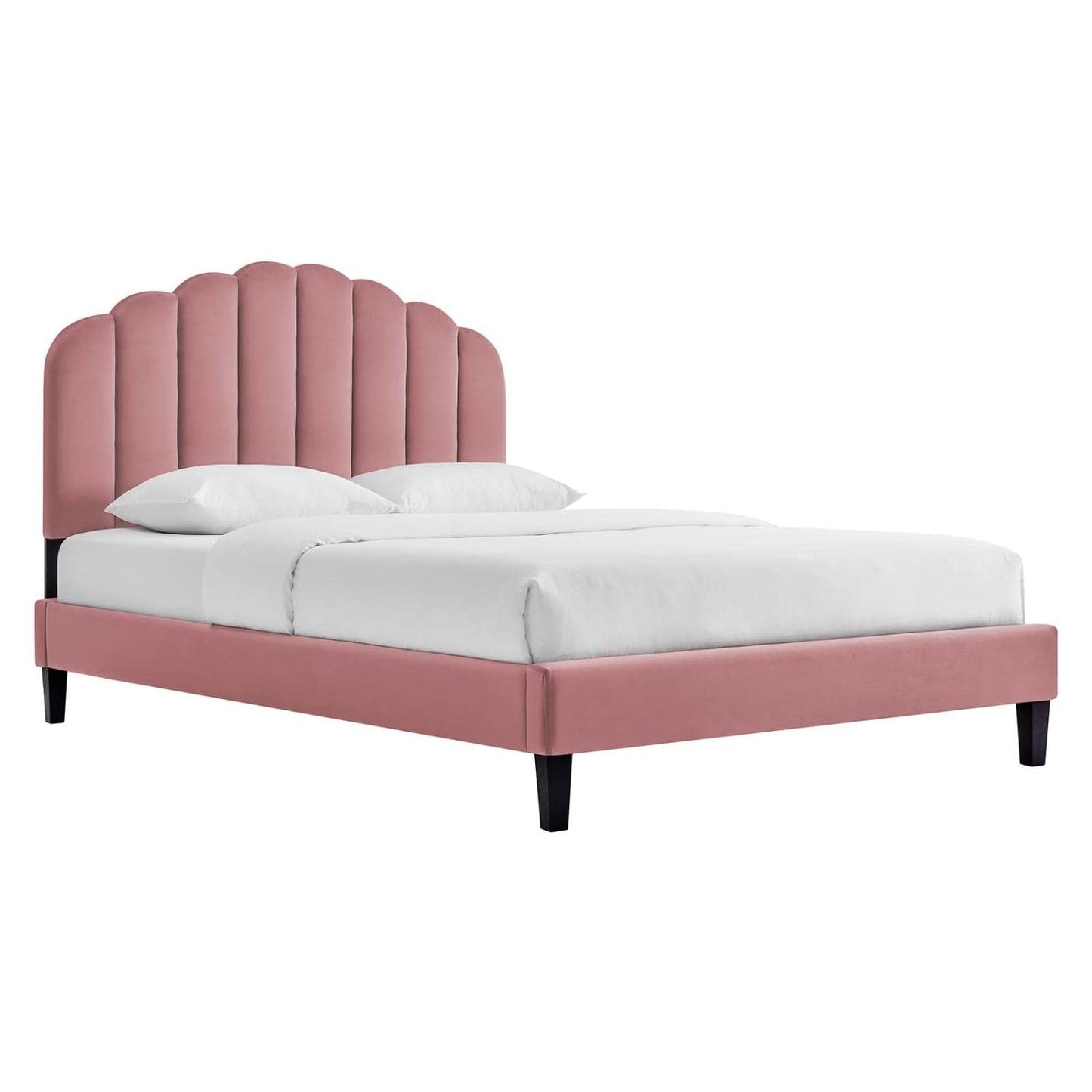 Modway Daisy Modern Performance Velvet Twin Platform Bed in Dusty Rose Pink