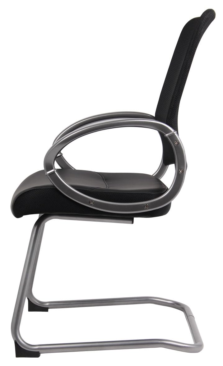 Boss Office Products Mesh Back Guest Chair with Pewter Finish in Black, 250 lb.