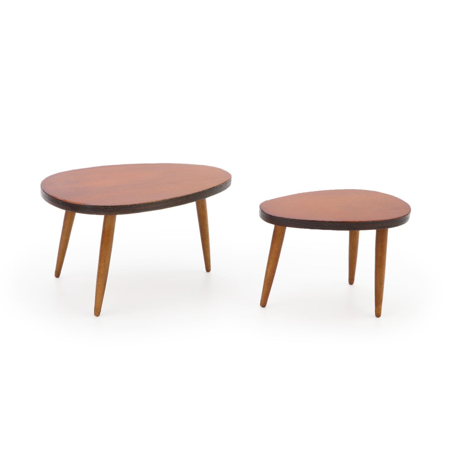 Miniature Furniture 2 PCS Dollhouse Table Wooden Triangle Table Set 1/12 Scale Mini House Model Accessories Miniature Dining Room Decoration (Brown)