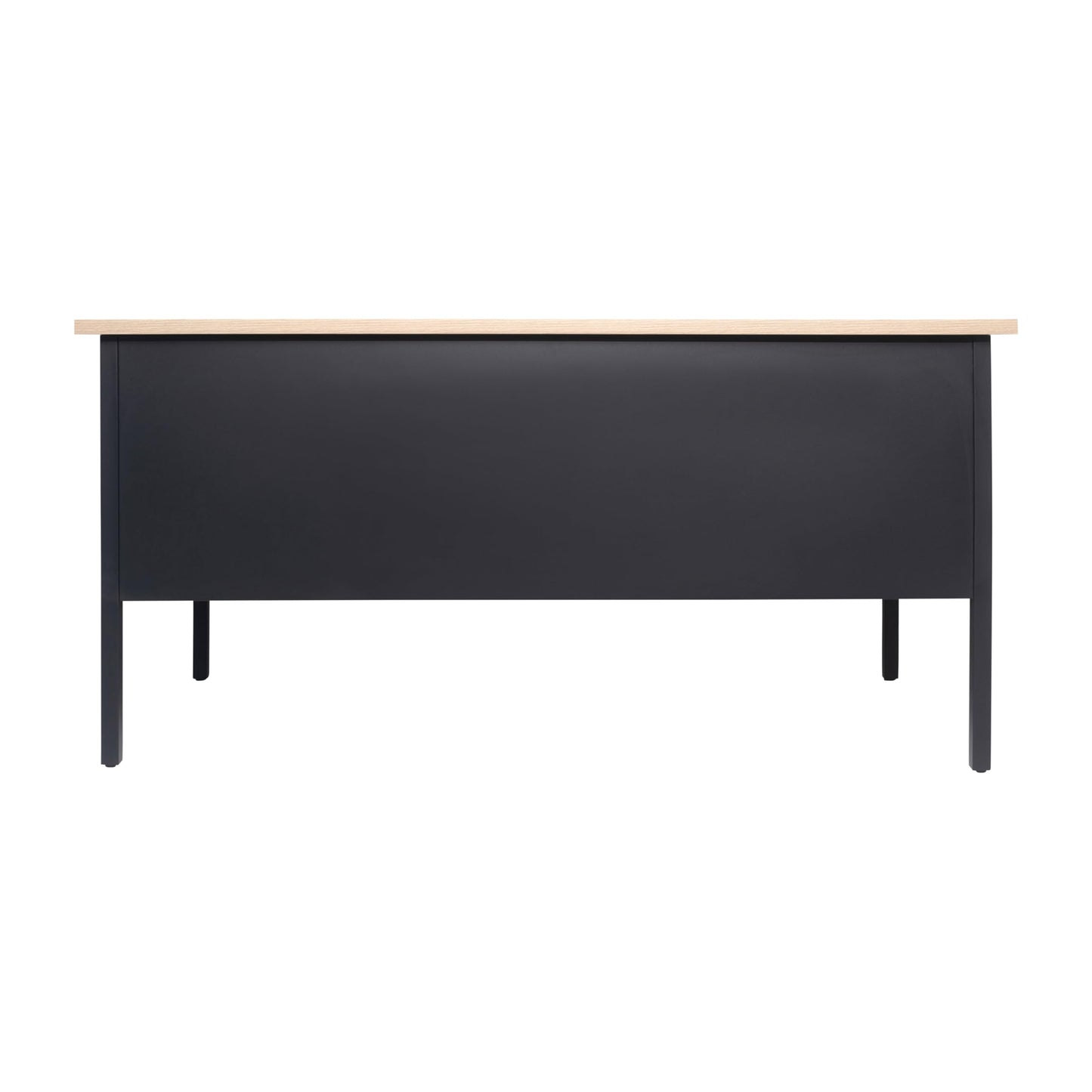 Flash Furniture Cambridge Double Pedestal Desk with 5 Locking Drawers, Commercial Grade Teacher's or Office Desk, 30x60, Metal Frame, White Oak/Black