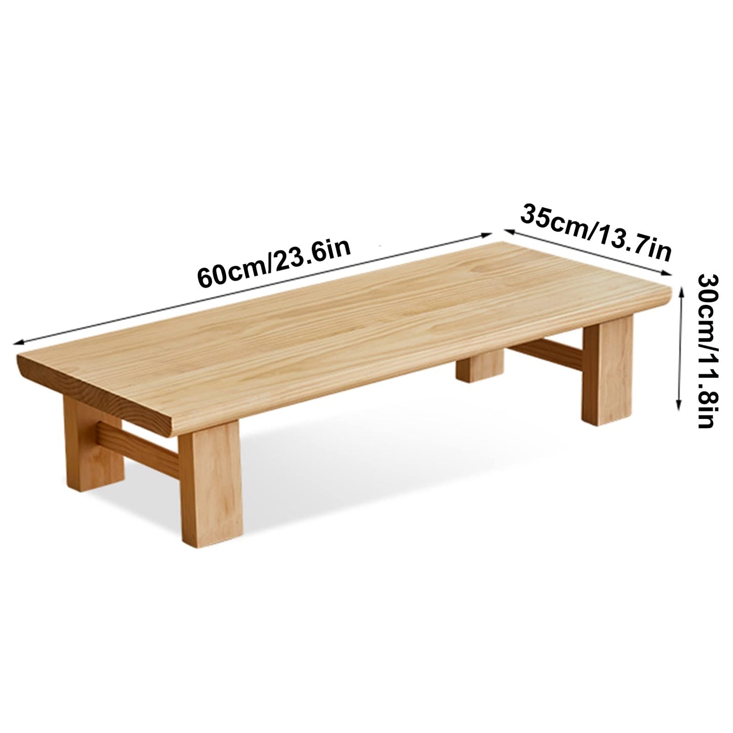 GHHDPXM Japanese Style Low Multifunctional Wooden Coffee TableRectangular Farmhouse Design for Living Room Zen Floating Sitting Laptop Use Table (Color A Size: 60x35x30cm)