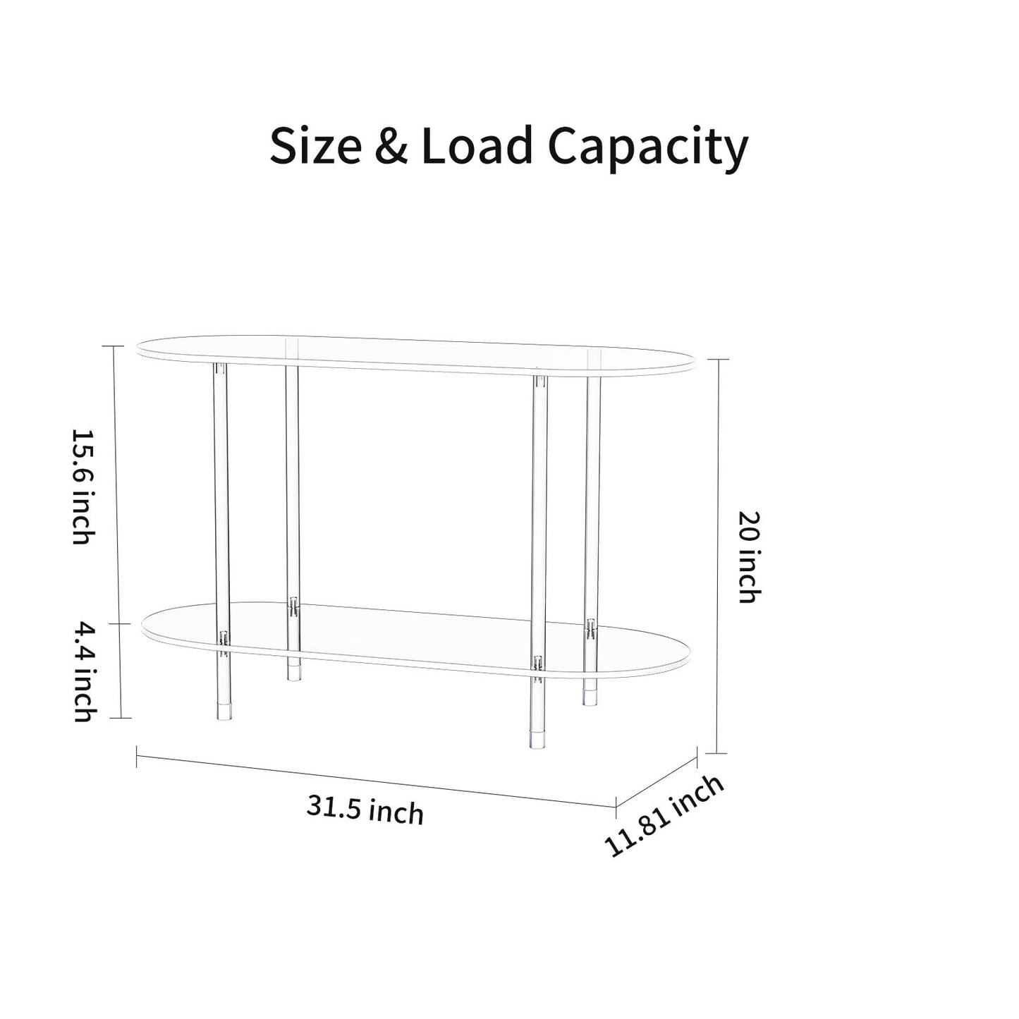 Bekugee Clear Acrylic Bookshelf, 31.5" L x 11.8" W x 27.7" H, 3 Tier Oval Acrylic Bookcase Table with Open Book Shelf, Modern Storage Organizer Entry Console Table for Entryway Living Room Bedroom