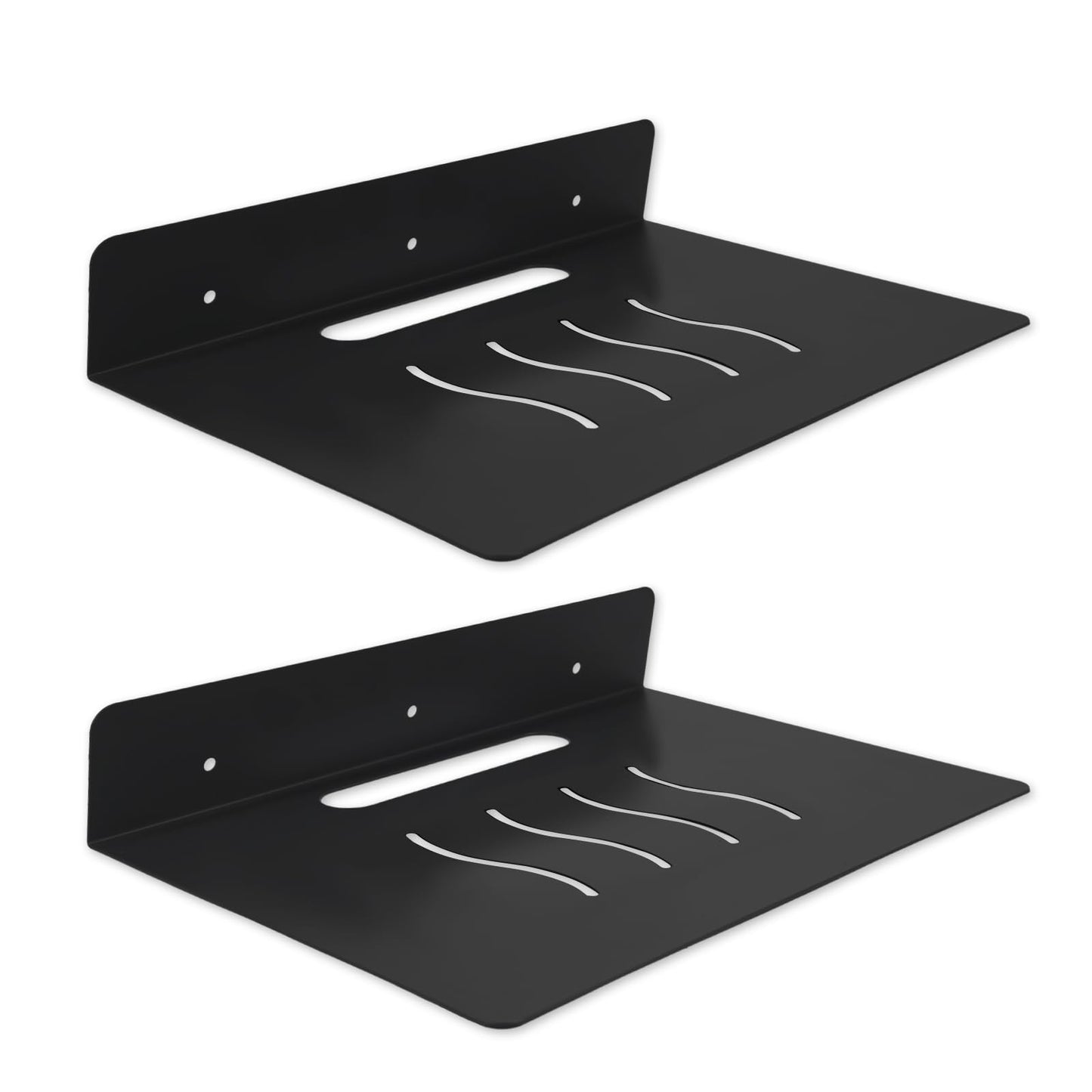 MZDMY Steel Floating Shelves for Wall,Small Wall Shelf，Suitable for Bedroom, Living Room, Bathroom, Kitchen, Office (Black, 2Pack 9.06x6.89 in)