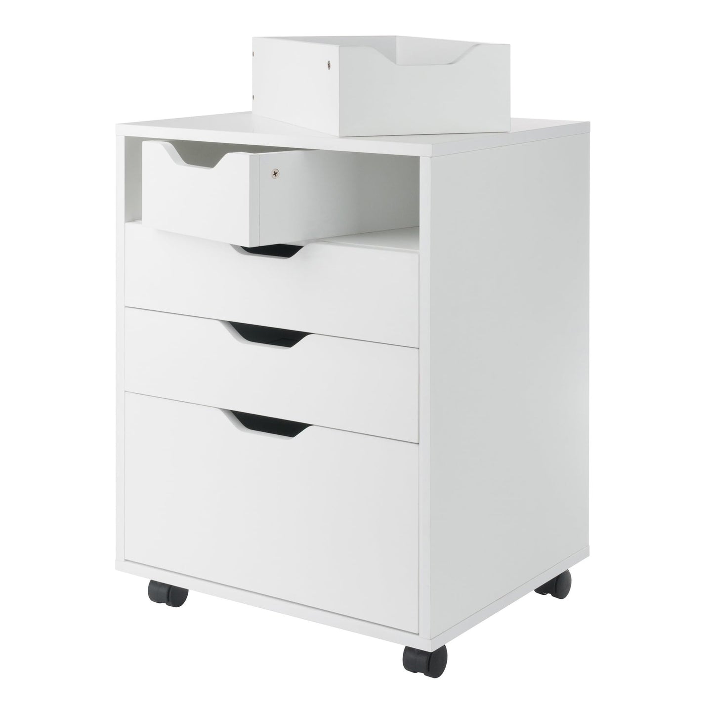 Winsome Halifax Mobile Storage Cabinet with 5 Drawers in White, Stylish & Functional Home Storage Cabinet for Filing, Kitchen Organization, Moveable Furniture for Office, Dorms, Apartments