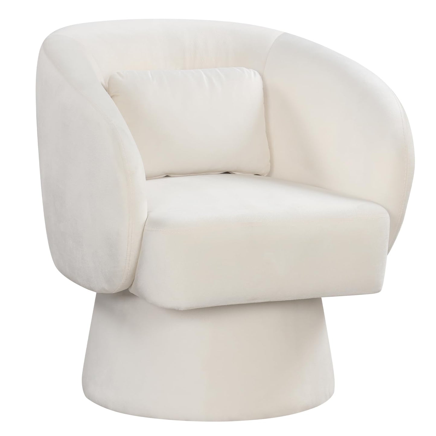 Giantex Swivel Accent Chair, Upholstered Barrel Chair with Curved Back & Removable Lumbar Pillow, Comfy Round Armchair with 360° Rotating Function, Single Sofa Chair for Living Room