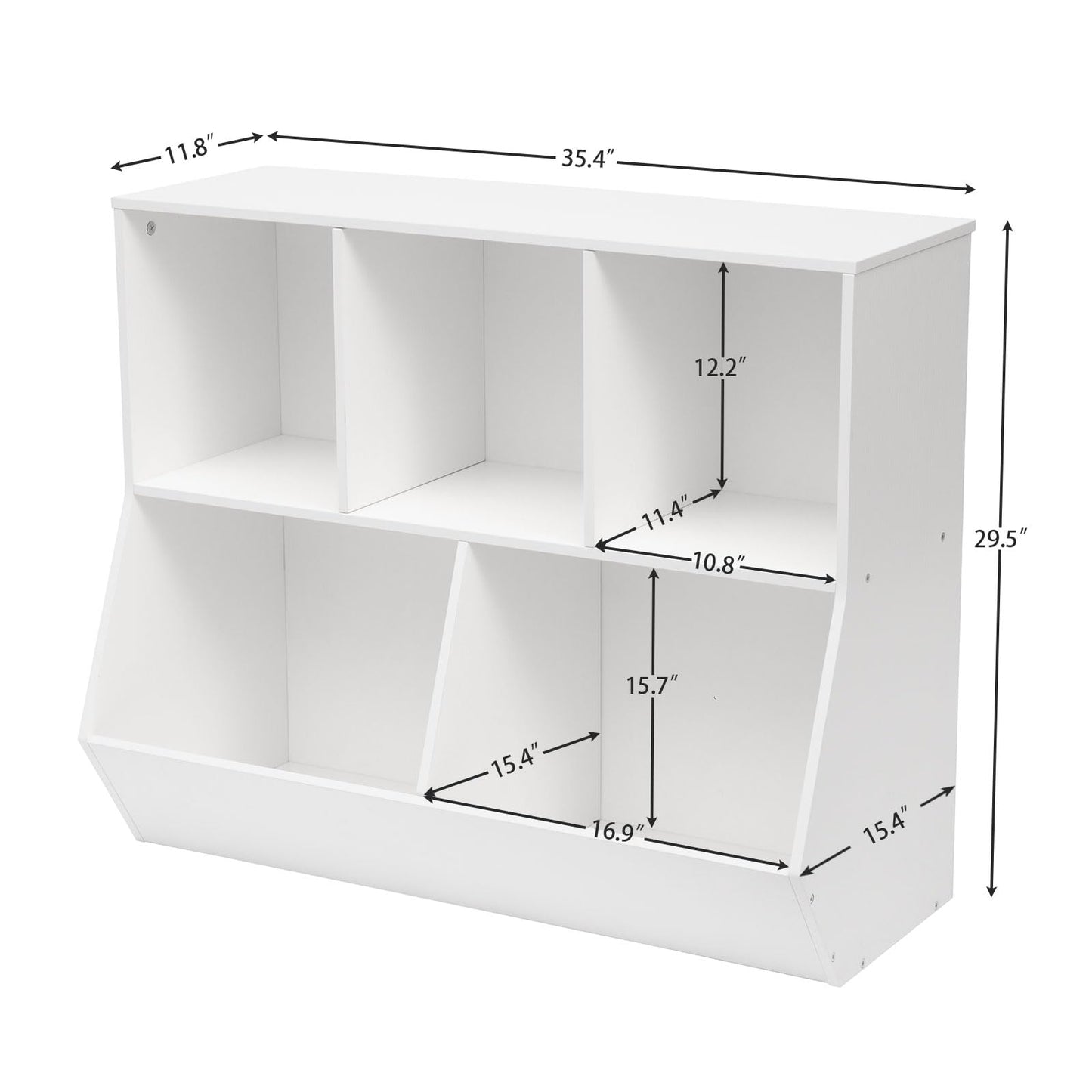 HOOBRO Kids Bookshelf, Bookcase Footboard, Toy Storage Cubby, Children's Toy Shelf, 35.4" L Storage Cabinet, Fit for Children's Room, Playroom, Hallway, Kindergarten, White WT32CW01
